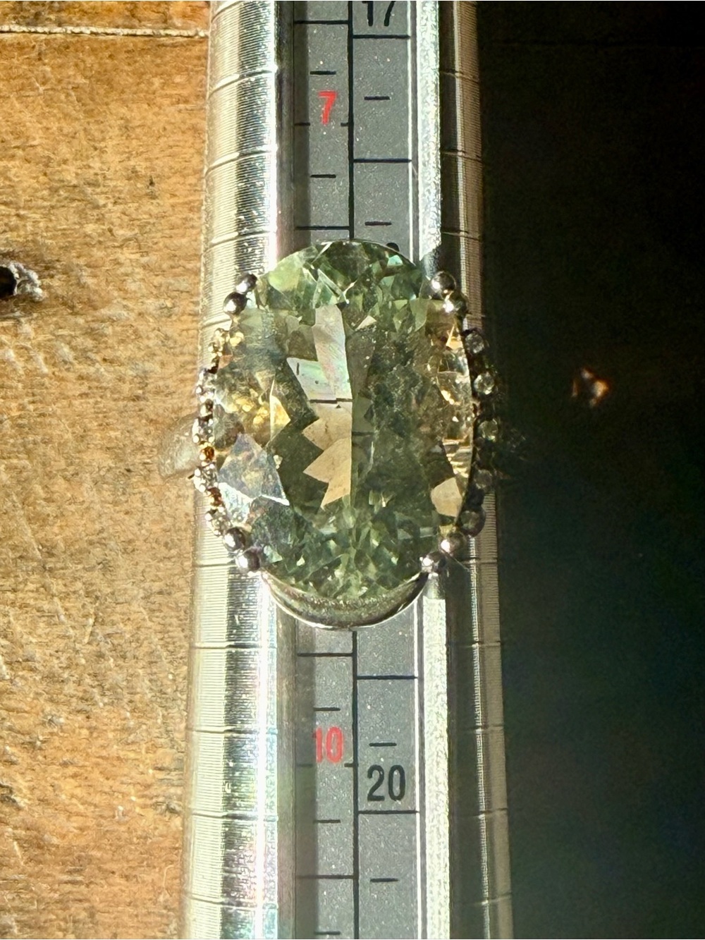 Sterling Silver Green Amethyst Oval Cocktail Ring - Picture 3 of 4